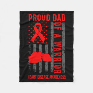 Proud Dad Of A Heart Warrior American Flag Heart D Fleece Blanket