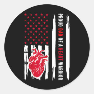Proud Dad Of A Heart Warrior Chd Awareness  Classic Round Sticker
