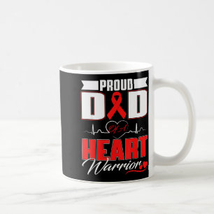 Proud Dad Of A Heart Warrior Heart Disease Awarene Coffee Mug