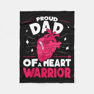Proud Dad Of A Heart Warrior Heart Health Awarenes Fleece Blanket