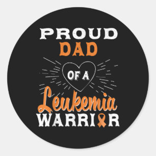 Proud Dad Of A Leukaemia Warrior Awareness Classic Round Sticker