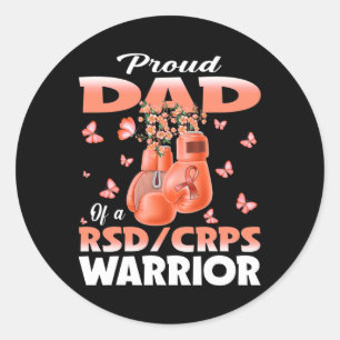 Proud Dad Of A Rsd Crps Warrior Awareness Boxing G Classic Round Sticker