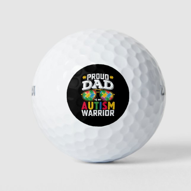 Proud Dad Of An Autism Warrior Family Golf Balls (Front)