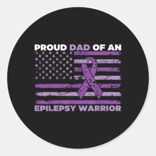 Proud Dad Of An Epilepsy Warrior Epilepsy Classic Round Sticker
