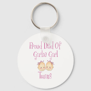 Proud Dad of Girl Twins Key Ring