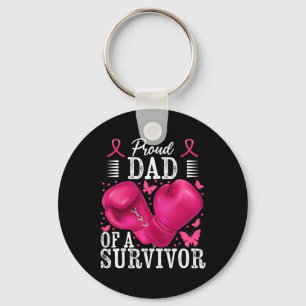 Proud Dad Of Survivor Breast Cancer Boxing Gloves Key Ring