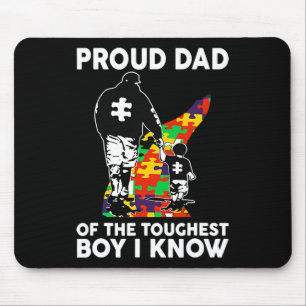 Proud Dad Of The Toughest Boy I Know Autism Awaren Mouse Pad