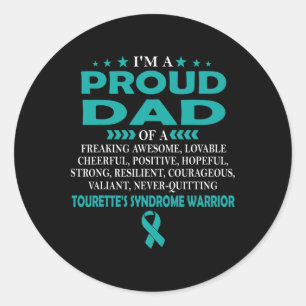 Proud Dad Of Tourette's Syndrome Warrior T Classic Round Sticker
