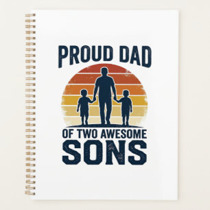 Proud Dad of Two Awesome Sons Vintage Shirt Design Planner