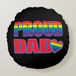 Proud Dad - Rainbow Flag Round Cushion