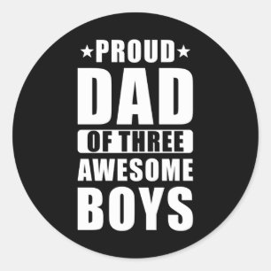 Proud Dad Three Sons Classic Round Sticker