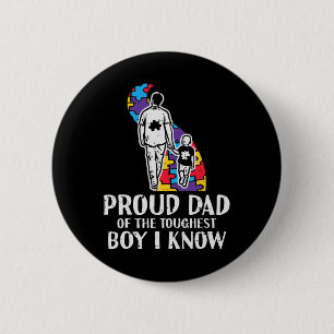 Proud Dad Toughest Boy Autism Awareness Asd Daddy  6 Cm Round Badge