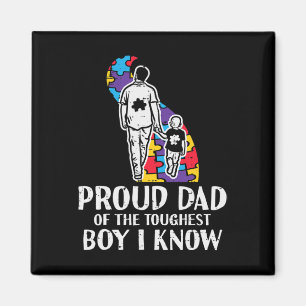 Proud Dad Toughest Boy Autism Awareness Asd Daddy Magnet