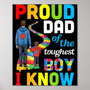 Proud Dad Toughest Boy I Know Autism Puzzle Path F Poster