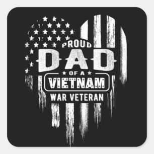 Proud Dad Vietnam Vet Son Veterans Day Square Sticker