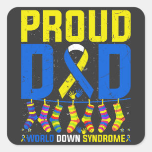 Proud Dad World Down Syndrome Awareness Day Ribbon Square Sticker