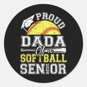 Proud Dada Of A 2026 Senior Softll Graduate Classic Round Sticker