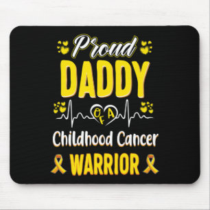 proud Daddy Childhood cancer warrior awareness rib Mouse Pad