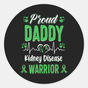 Proud Daddy Kidney Disease Warrior Awareness Ribbo Classic Round Sticker