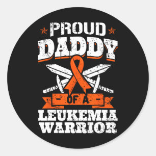 Proud Daddy Of A Leukaemia Warrior Dad Awareness B Classic Round Sticker