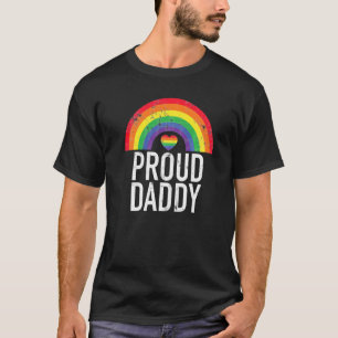 Proud Daddy Rainbow Retro Dad Gay Pride Lgbt Parad T-Shirt