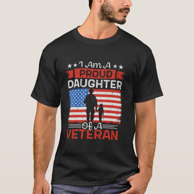 Proud Daughter Of A Veteran Dad Patriotic Kids Vet T-Shirt (Front)