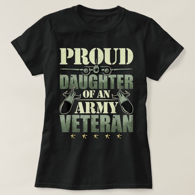 Proud Daughter Of An Army Veteran Camouflage  T-Shirt (Design Front)