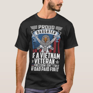 Proud Daughter US Army Vietnam Veteran USA Flag  T-Shirt