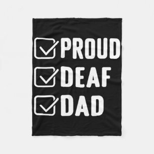 Proud Deaf Dad Asl Hand Gesture Deaf Awareness Fleece Blanket