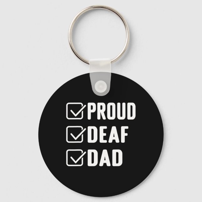 Proud Deaf Dad Asl Hand Gesture Deaf Awareness  Key Ring (Front)