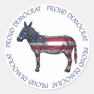 PROUD DEMOCRAT DONKEY AMERICAN FLAG STICKERS