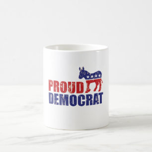 Proud Democrat Donkey Distressed Tan Coffee Mug
