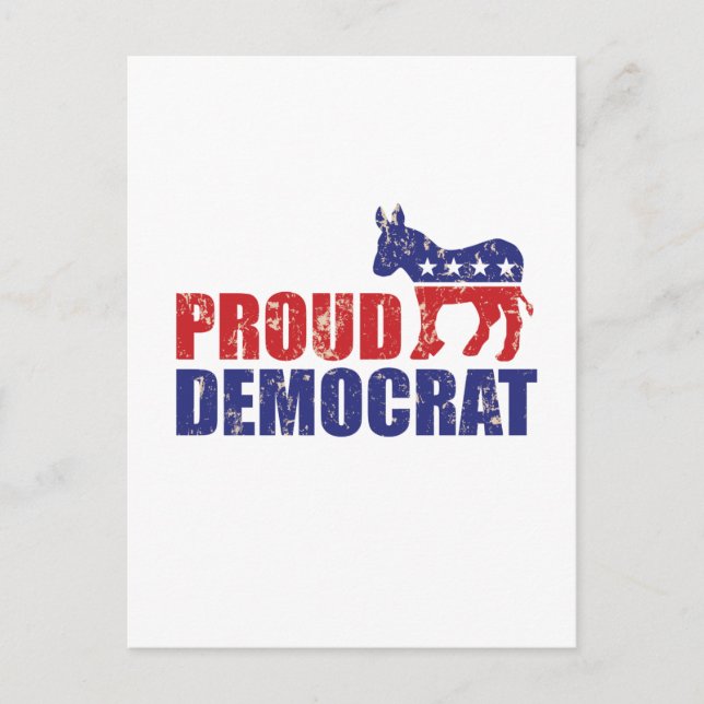 Proud Democrat Donkey Distressed Tan Postcard (Front)