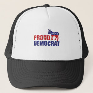 Proud Democrat Donkey Distressed Tan Trucker Hat