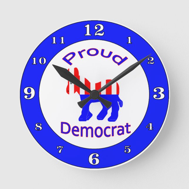 Proud Democrat Numbered Round Clock (Front)