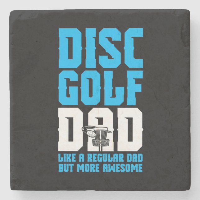 Proud Disc Golf Dad Stone Coaster (Front)
