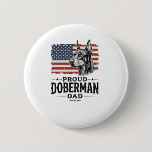 Proud Doberman Dad Vintage Flag Vector Design_1 6 Cm Round Badge