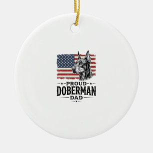 Proud Doberman Dad Vintage Flag Vector Design_1 Ceramic Ornament