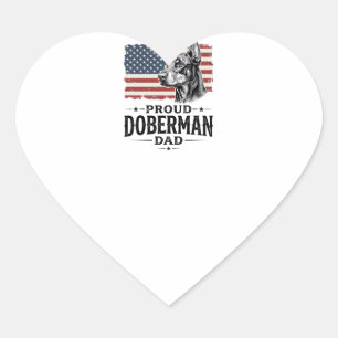 Proud Doberman Dad Vintage Flag Vector Design_1 Heart Sticker