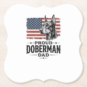 Proud Doberman Dad Vintage Flag Vector Design_1 Paper Coaster