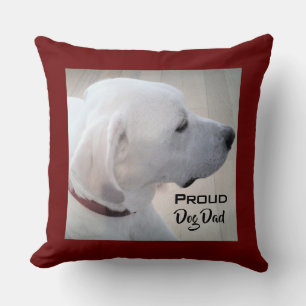 Proud Dog Dad Cute White Labrador Mix Dog Profile Cushion