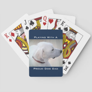 Proud Dog Dad Cute White Labrador Mix Dog Profile  Playing Cards
