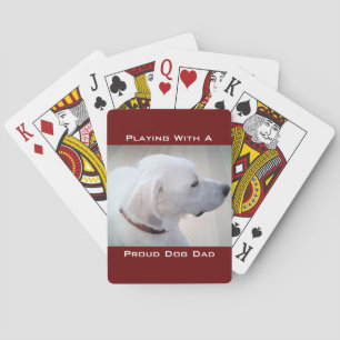 Proud Dog Dad Cute White Labrador Mix Dog Profile Playing Cards