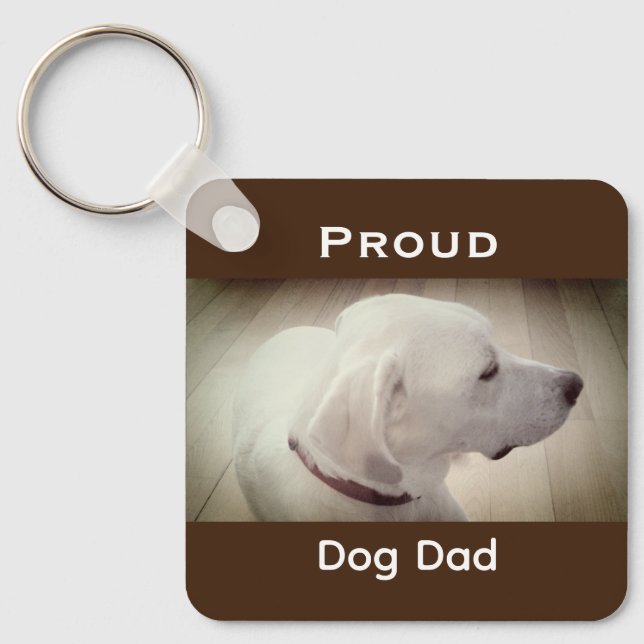 Proud Dog Dad Dark Brown Key Ring (Front)