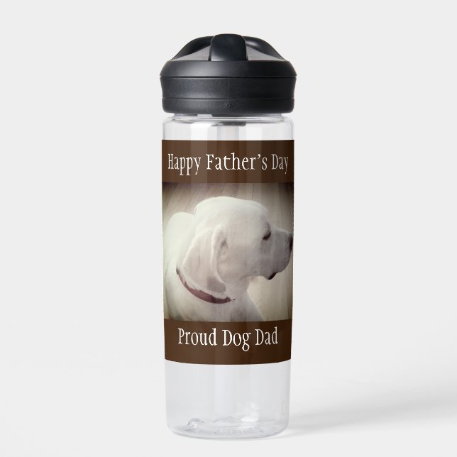 Proud Dog Dad Dark Brown Water Bottle (Front)