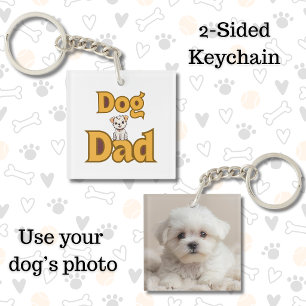 Proud Dog Dad Father's Day Double-Sided  Key Ring