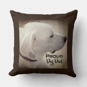 Proud Dog Dad Photo of Dog Profile Brown Cushion