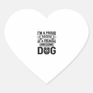 Proud Dog Mom Vintage Engraving Vector Design_1 Heart Sticker
