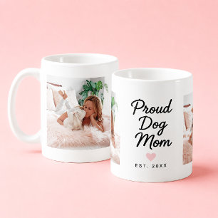 Proud Dog Mum Custom 2 Photo Dog Lover Gift Coffee Mug