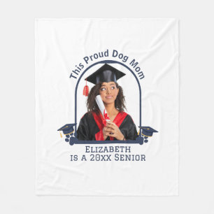 Proud Dog Mum is a Senior - Custom Graduation Fleece Blanket